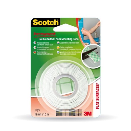 Scotch Rotolo Nastro Biadesivo Bianco 331915B12 19 mm x 1,5 Mt 27487