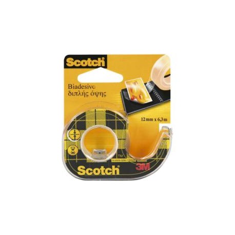 Scotch Rotolo Nastro Biadesivo Trasp con Chiocciola 12 mm x 6,3 Mt 97291