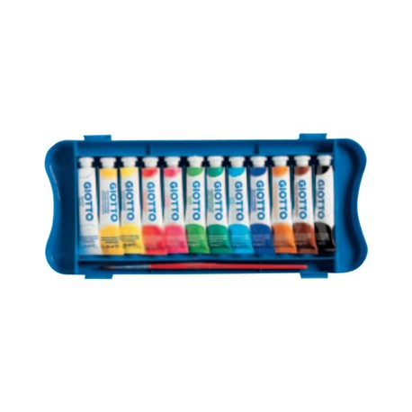 Giotto Confezione 12 Tubetti Tempera 12 ml assortiti con Pennello 304100