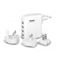 Hamlet Travel Charger Alimentatore USB da parete 4 porte con adattatori per 150 paesi XPWC420TRAV