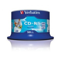 Verbatim CD R AZO Wide Inkjet Printable CD R 700MB 50pezzoi 4343850