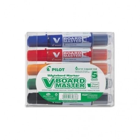 Pilot V Board Master Punta smussata Nero, Blu, Verde, Arancione, Rosso 5pezzoi evidenziatore 040159