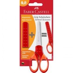 Faber Castell BLISTER CON FORBICE SCUOLA ROSSO