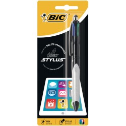 BIC 4 colours balpen en Stylus 2 in 1, verpakt op blister Clip on retractable ballpoint pen Nero, Blu, Verde, Rosso ...