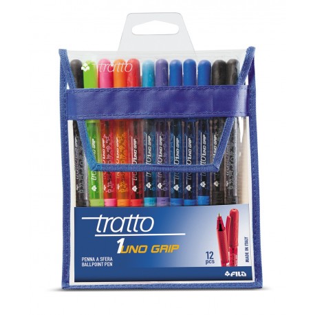 Tratto 1 Grip Nero, Blu, Ciano, Verde, Magenta, Arancione, Porpora, Rosso Twist retractable ballpoint pen 12 pezzoi 826800