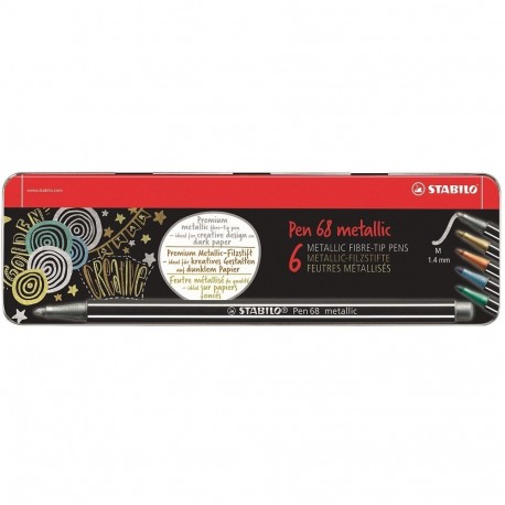 Stabilo Pennarelli Pen 68 Metallic scatola metallo 6pz