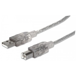 Manhattan Cavo USB A / B Maschio / Maschio Hi-Speed 3 Mt Argento per iPad 31864