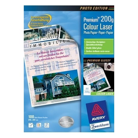 Avery Premium Colour Laser Photo Paper 200 gm Bianco carta inkjet 2798