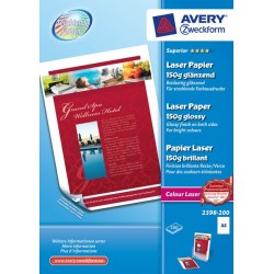 Avery Superior Colour Laser, A4, 150g A4 210 297 mm Lucida Bianco carta inkjet 2598 200