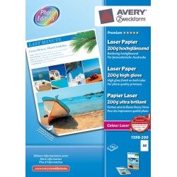 Avery Premium Colour Laser, A4, 200g A4 210 297 mm Lucida Bianco carta inkjet 1398 200
