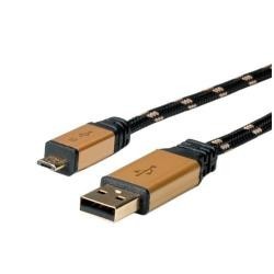 Nilox 1.8m USB2.0 cavo USB 1,8 m 2.0 USB A Micro USB A Nero, Oro NX090301126
