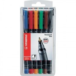 Stabilo OHPen universal permanent, 6 Pack Tipo di punta Nero, Blu, Marrone, Verde, Arancione, Rosso 6pezzoi marcatore ...