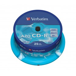 Verbatim CD R AZO Crystal 700 MB 25 pezzoi 43352