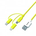 Pantone PT-USB003Y1 cavo USB 1,2 m USB A USB C.Micro USB ALightning Giallo