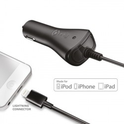 Celly CAR CHARGER LIGHTNING 1A BLACK MFI