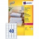 Avery ETIC.MINI INDIR 45.7X25.4 SINGOLO