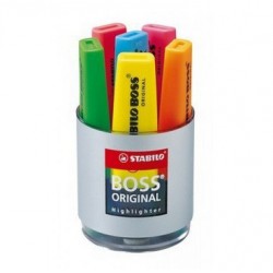 Stabilo Boss Original evidenziatore 6 pezzoi Blu, Verde, Arancione, Rosa, Rosso, Giallo Punta smussata 7006