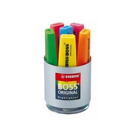 Stabilo Boss Original evidenziatore 6 pezzoi Blu, Verde, Arancione, Rosa, Rosso, Giallo Punta smussata 7006