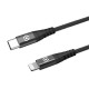 Celly USB C LIGHTNING NYL 60W CABLE BK