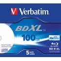 Verbatim BD-R XL 100GB* 4x Ampia area stampabile a getto dinchiostro, 5 pezzi in Jewel case 437895