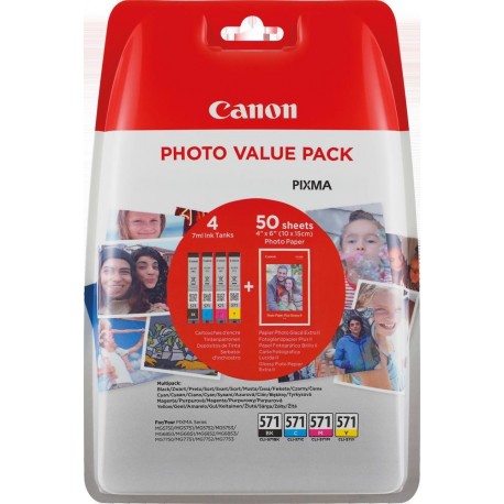 Canon CLI 571 CMYBK cartuccia dinchiostro 4 pz Originale Resa standard Nero, Ciano, Giallo, Magenta 0386C007