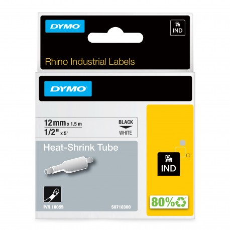 DYMO Etichette per tubi termoretraibili IND 12mm x1,5m 18055