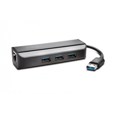 Kensington UA3000E Adattatore Ethernet e hub a 3 porte USB 3.0 Nero K33982WW