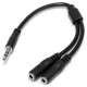 StarTech.com Cavo splitter stereo slim Maschio 3,5 mm a 2 femmina 3,5 mm MUY1MFFS