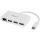 StarTech.com Hub USB 3.0 a 3 porte con Gigabit Ethernet USB C a 3x USB A Bianco HB30C3A1GEA