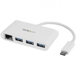 StarTech.com Hub USB 3.0 a 3 porte con Gigabit Ethernet USB C a 3x USB A Bianco HB30C3A1GEA