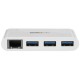StarTech.com Hub USB 3.0 a 3 porte con Gigabit Ethernet USB C a 3x USB A Bianco HB30C3A1GEA