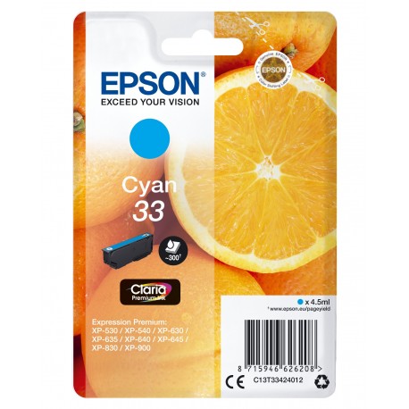 Epson Oranges Cartuccia Ciano T33 Claria Premium C13T33424022