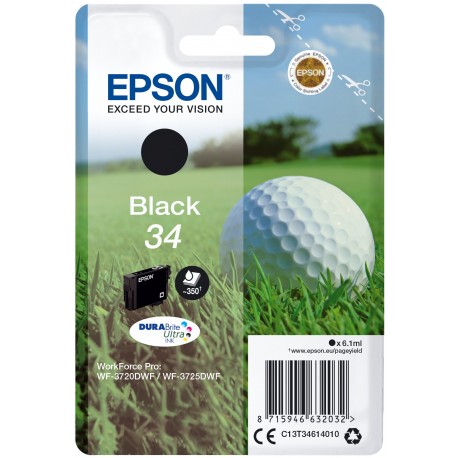 Epson Golf ball Singlepack Black 34 DURABrite Ultra Ink C13T34614010