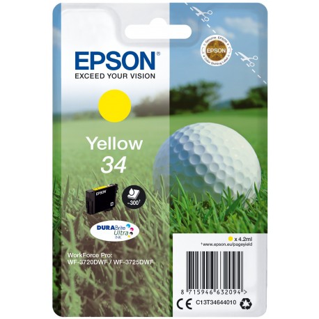 Epson Golf ball Singlepack Yellow 34 DURABrite Ultra Ink C13T34644020