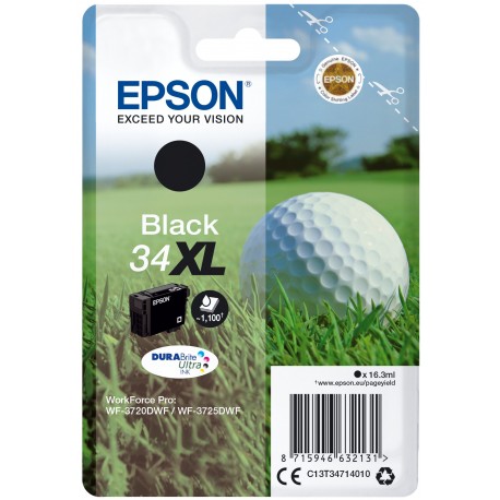 Epson Golf ball Singlepack Black 34XL DURABrite Ultra Ink C13T34714020