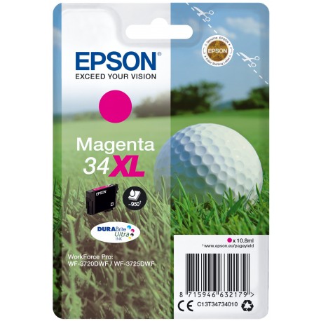 Epson Golf ball Singlepack Magenta 34XL DURABrite Ultra Ink C13T34734010