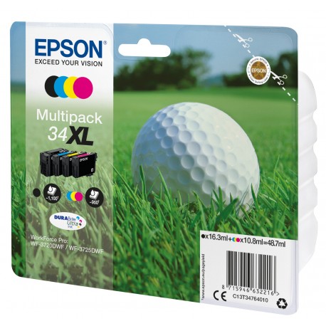 Epson Golf ball Multipack 4 colours 34XL DURABrite Ultra Ink C13T34764010