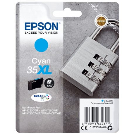 Epson Padlock Singlepack Cyan 35XL DURABrite Ultra Ink C13T35924010