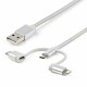 StarTech.com Cavo di ricarica multiplo USB da 1m Adattatore da USB a Micro USB o USB C o Lightning per iPhone iPad ...