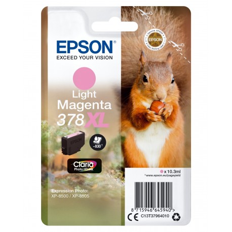 Epson Squirrel Singlepack Light Magenta 378XL Claria Photo HD Ink C13T37964010