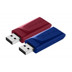 Verbatim Slider Memoria USB 2x32 GB, Blu, Rosso 49327