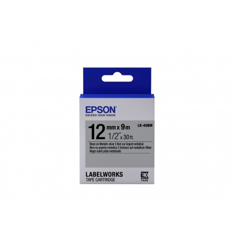 Epson Nastro fondo Argento per testo Nero 129 LK 4SBM C53S654019