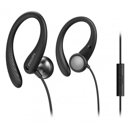 Philips TAA1105BK00 Cuffie con Filo per Fitness e Sport, Microfono, IPX2 Resistenti al Sudore, Supporti per lorecchio ...