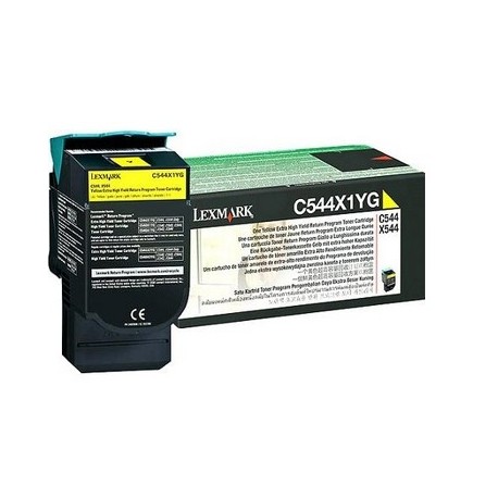 Lexmark C544, X544 Yellow Extra High Yield Return Programme Toner Cartridge 4K cartuccia toner Originale Giallo 0C544X1YG