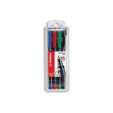 Stabilo OHPen universal permanent, 4 Pack marcatore permanente Tipo di punta Nero, Blu, Verde, Rosso 4 pz 8434