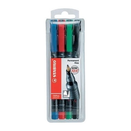 Stabilo OHPen universal permanent, 4 Pack marcatore permanente Tipo di punta Nero, Blu, Verde, Rosso 4 pz 8424