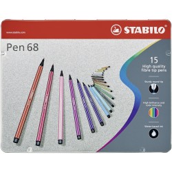 Stabilo Pennarello Premium Pen 68 Scatola in Metallo da 15 colori assortiti 6815 6