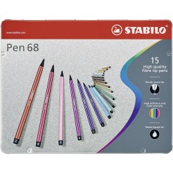 Stabilo Pennarello Premium Pen 68 Scatola in Metallo da 15 colori assortiti 6815 6