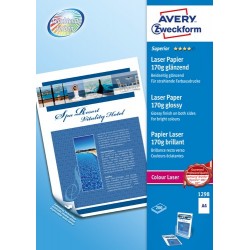 Avery Premium Colour Laser Photo Paper 170 gm carta inkjet A4 210x297 mm Lucida Bianco 1298