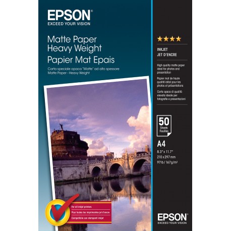 Epson Matte Paper Heavy Weight A4 50 Fogli C13S041256